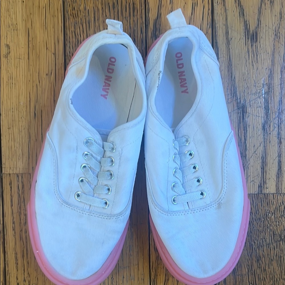 Old Navy White Sneakers with Pink Soles